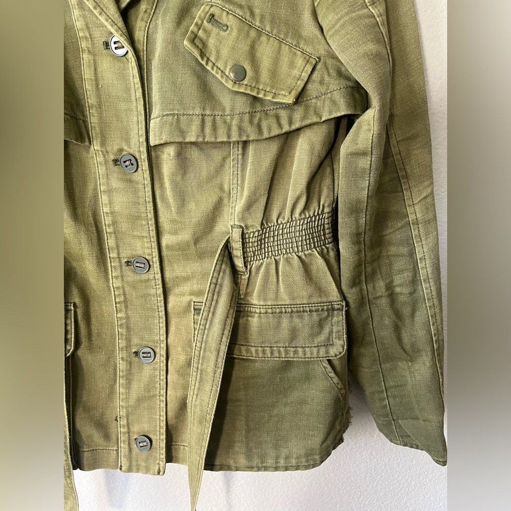 HEI HEI Anthropologie Ruffleback Military Green Jacket Women’s Size M - Picture 5 of 15